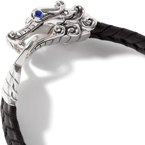Miniatura 2 de John Hardy - Pulsera de plata de ley "Legends Naga" y 0.394in de cuero negro trenzado