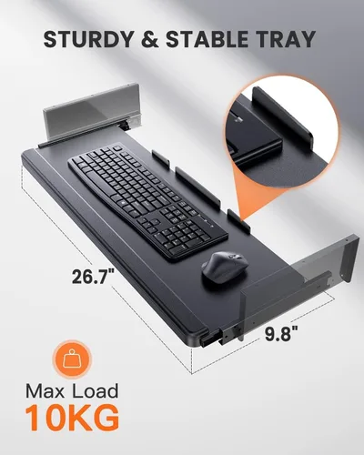 Miniatura 3 de ErGear Escritorio eléctrico de pie con bandeja para teclado, escritorio de altura ajustable de 44 x 24 pulgadas, escritorio de pie para oficina
