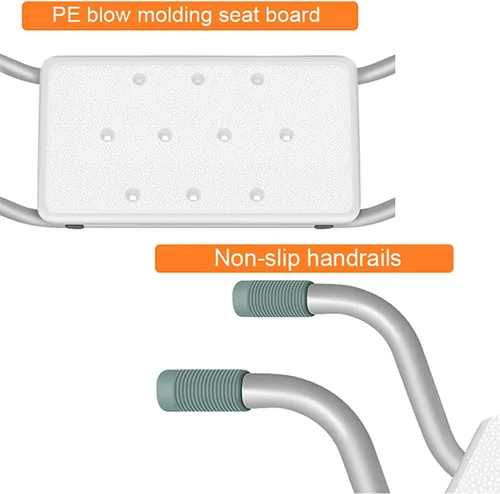 Miniatura 6 de Banco de baño, taburete de ducha resistente de aluminio de longitud ajustable, asiento de baño adecuado para bañeras con un ancho de apertura de 23