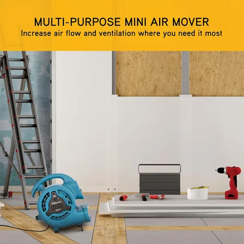 Miniatura 9 de XPOWER P-80A Mini Mighty - Ventilador de aire centrífugo de 138 W 600 CFM, secador de alfombras, ventilador de piso, soplador, apilable, conexión