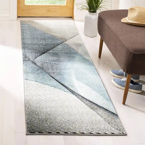 Miniatura 13 de SAFAVIEH Hollywood Collection - Alfombra decorativa de 2 pies 7 pulgadas x 5 pies, gris y azul, diseño moderno de mediados de siglo, no desprende