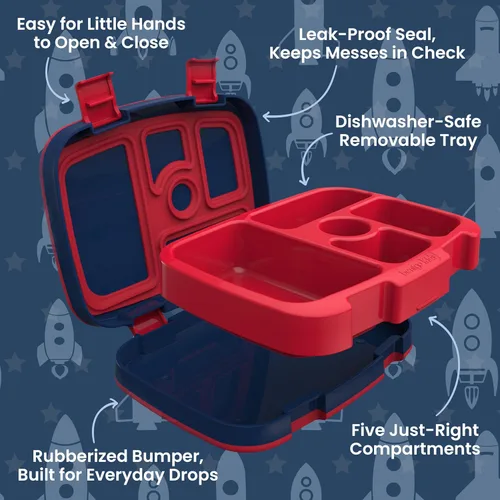 Miniatura 6 de Bentgo Kids Prints - Lonchera para niños, a prueba de derrames, con 5 compartimentos, estilo bento, tamaño de porciones ideales para edades de 3 a 7