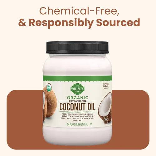 Miniatura 7 de Wellsley Farms Aceite de coco virgen extra orgánico, sin refinar, 100% puro y natural, vegano, sin OMG, sin gluten y apto para dieta cetogénica