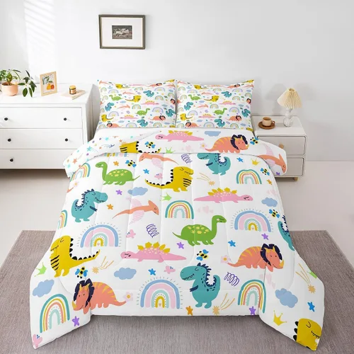 Miniatura 20 de Feelyou Juego de ropa de cama con diseño de dragón y galaxia, cielo estrellado, para niños y niñas, diseño de dragón, decoración colorida, colección