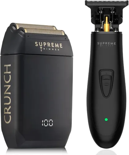 Supreme Trimmer 2-en-1 T-Shaper Recortadora y Afeitadora de Espuma Crunch | STF602 Afeitadora Eléctrica y Recortadora de Barba ST5206 DLC para Negro