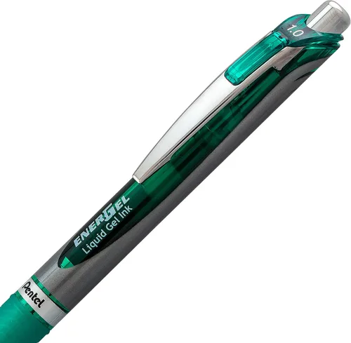 Miniatura 3 de Pentel EnerGel RTX - Bolígrafo de gel líquido retráctil, (1.0mm), línea gruesa, punta de metal, tinta verde, paquete de 2 unidades (BL80BP2D)