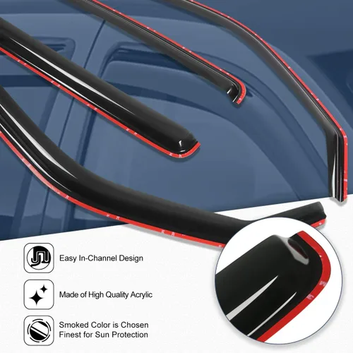 Miniatura 2 de Auto Dynasty Protectores contra la lluvia en el canal, compatibles con Honda Ridgeline 2006-2014, 4 piezas, deflector para ventana y ventilación