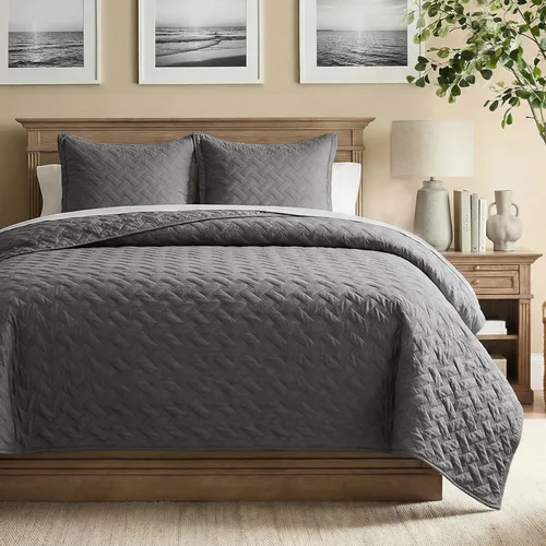 Miniatura 20 de Bedsure Colchas de tamaño Queen: colchas ligeras tamaño Queen con patrón de tejido de canasta, ropa de cama suave, colcha de edredón gris claro