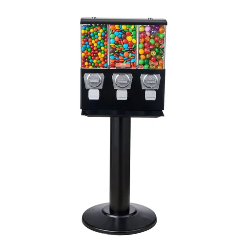 VEVOR Máquina expendedora comercial, dispensador de dulces de triple compartimento con soporte de hierro, máquina de chicles y dulces para negocios,