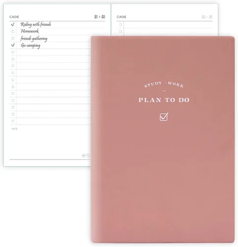 CAGIE Cuaderno de 192 páginas de 5.3 x 7.5 pulgadas, lista de tareas pendientes de cuero, lista de verificación para planes diarios, planificador,