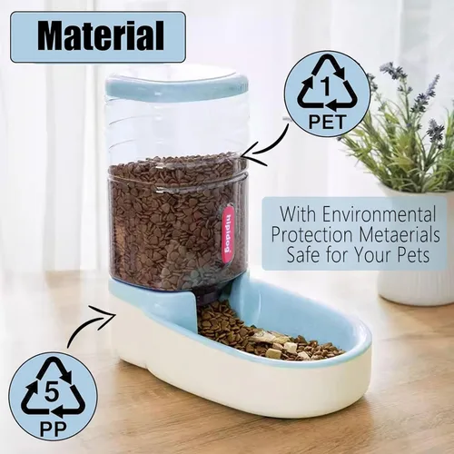 Miniatura 4 de kathson Comedero automático para gatos de 1 galón con gravedad, dispensador de comida para perros, gran capacidad, cuenco de comida para mascotas