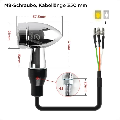 Miniatura 6 de evermotor Mini señales de giro LED cromadas CNC para motocicleta, carcasa de aluminio E32 de 12 V con hermosa superficie IP67, impermeable, aprobado