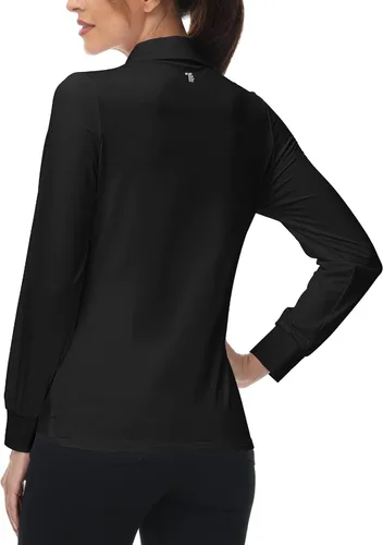 Miniatura 3 de BASUDAM Polo de golf de manga larga para mujer, con forro polar, casual, para deportes, camisetas atléticas