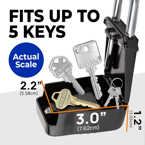 Miniatura 4 de Lion Locks 1500 Caja de Bloqueo de Llaves con Código, Caja de Seguridad para Llaves al Aire Libre, Caja de Seguridad para Inmobiliarios para Negro