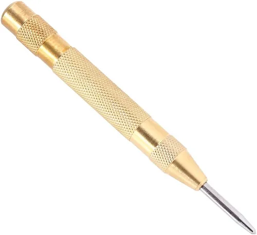 Miniatura 7 de Herramienta de perforación central semiautomática, cuerpo de latón con resorte, punzón central con punta Hss para vidrio, metal y madera