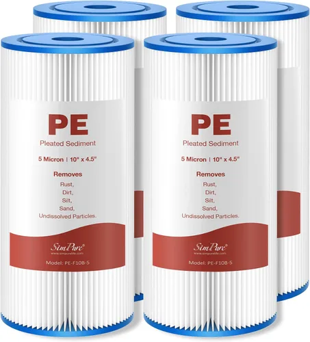 SimPure Filtro de agua de sedimento plisado de 10 x 4.5 pulgadas, cartucho de filtro de agua para toda la casa de 5 micrones para agua de pozo