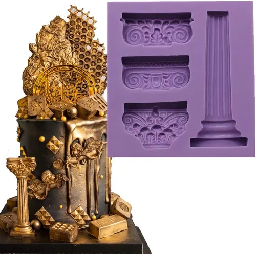 Columna romana 3D de mármol griego molde de pilar pastel de pasta de goma de fondant molde para pasta de azúcar, pasta de goma, magdalena,