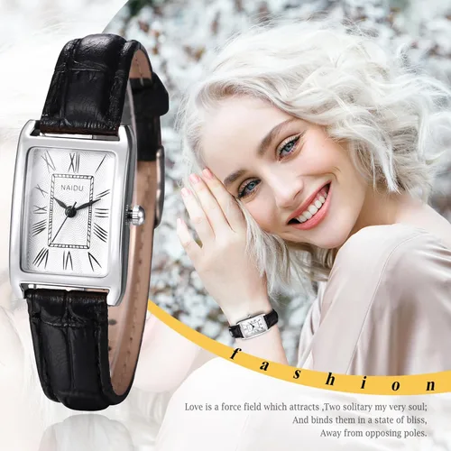 Miniatura 5 de Avaner Relojes de cuero cuadrados para mujer reloj de pulsera con correa de cuero elegante analógico de cuarzo para mujer