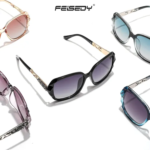 Miniatura 43 de FEISEDY - gafas de sol polarizadas para mujer, marco compuesto brillante B2289