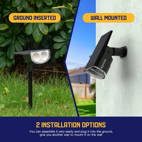 Miniatura 8 de Kyosho Luces solares para exteriores impermeables IP67, 38 luces LED solares para exteriores, foco de paisaje 2 en 1 con 3 modos para césped, Cálido