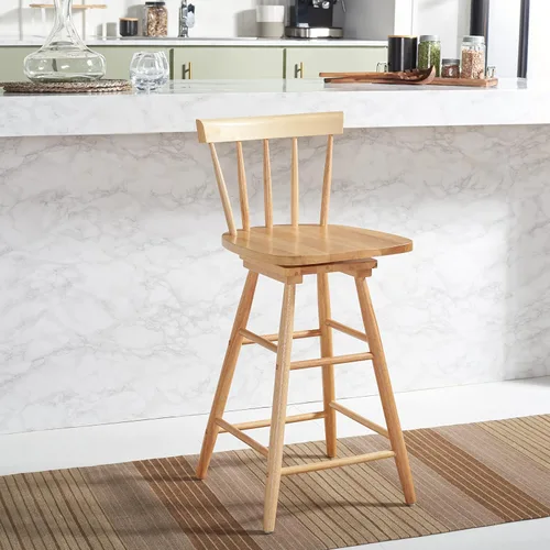Miniatura 8 de Safavieh Home Collection Tage Farmhouse - Taburete giratorio de madera maciza de madera maciza de 25 pulgadas