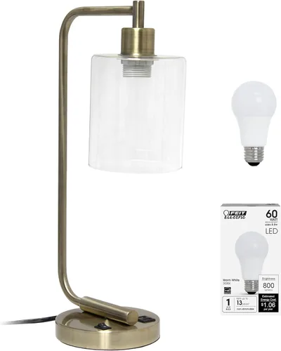 Miniatura 15 de Simple Designs LD1036-CHR Bronson Lámpara de Mesa de Linterna de Hierro Industrial Estilo Antiguo para Escritorio y Mesita de Noche con Pantalla