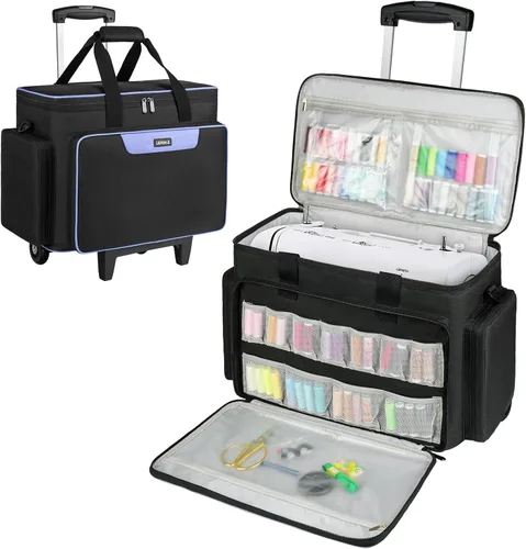 LEFOR·Z Estuche rodante para máquina de coser con ruedas, bolsa de transporte para máquina de coser, bolsa de mano con carrito para la mayoría de
