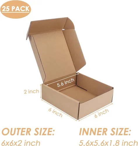 Miniatura 3 de PHAREGE - Paquete de 25 cajas de envío de 6 x 6 x 2 pulgadas, cajas de cartón corrugado marrón, cajas de correo pequeñas para embalaje de pequeñas