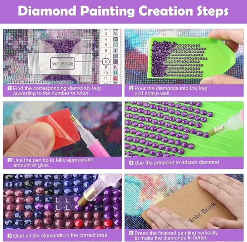 Miniatura 5 de Kits de pintura de diamantes 5D, nieve de invierno, arte de diamantes para pintar por números para adultos, 8 x 12 pulgadas, gran taladro completo