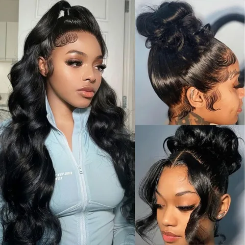 Miniatura 7 de catti 360 Lace Front Wigs Human Hair Body Wave 220 Density HD Lace Front Wigs Pre Plucked Full Lace Human Hair Wig for Women