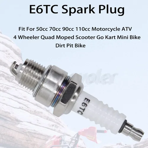 Miniatura 3 de E6TC - Bujía para motocicleta de 50 cc, 70 cc, 90 cc, 110 cc, ATV, 4 ruedas, cuatrimoto, scooter, Go Kart, minicicleta, motocross, moto, motocross