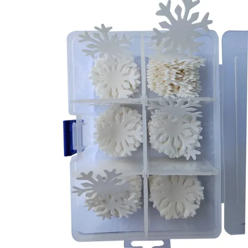 Miniatura 6 de 50 adornos comestibles para cupcakes para tartas, copos de nieve, Navidad, invierno, fiesta, decoración blanca y azul Blanco y azul
