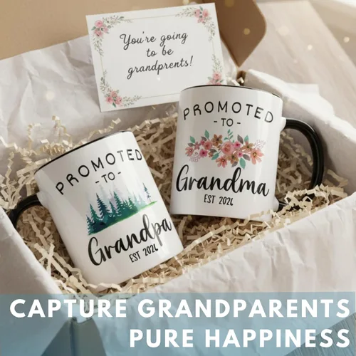 Miniatura 2 de Vivulla68 Taza promocionada a los abuelos 2026 con tarjeta de felicitación, regalo de revelación de embarazo para la nueva abuela y el abuelo, taza