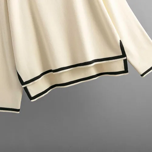 Miniatura 7 de MaLinfandor Conjunto de 2 piezas de suéter de punto para mujer, sudadera de manga larga, pantalones elásticos de pierna ancha, conjunto de ropa
