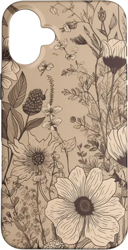 Miniatura 22 de Funda para iPhone 13 Pro Beige Tan Wildflower Floral Minimal Flower Boho