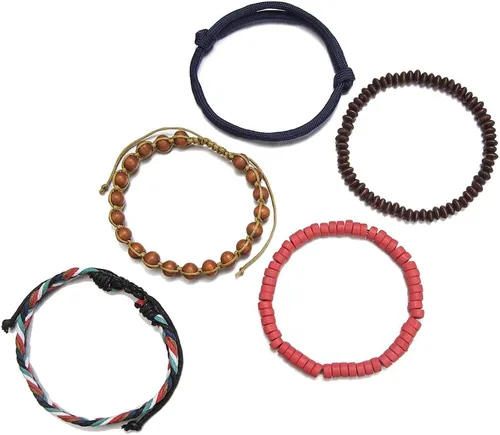 Miniatura 18 de Gothic Bracelet Adjustable Punk Braided Multilayer Grunge Set Beaded Bracelets Emo Metal Cuff Wrap Bracelets Stackable Meaningful Gift