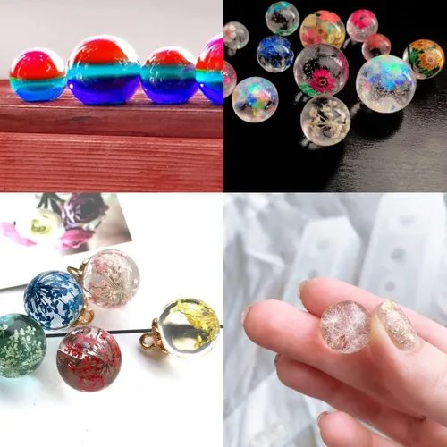 Miniatura 6 de 6 moldes de resina de silicona de esfera pequeña, molde de fundición de resina epoxi TuNan Ball para collares, colgantes, aretes, joyería