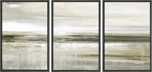 Miniatura 107 de SIGNWIN Lienzo enmarcado para pared, juego de arte sereno de pantanos con humedales verdes e ilustraciones de agua tranquila, arte moderno
