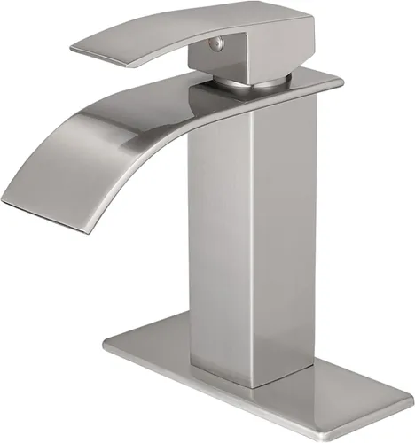 Miniatura 9 de VOTON - Grifo de baño cromado en cascada, de un solo agujero para lavabo, con cubierta Negro (T-Black)