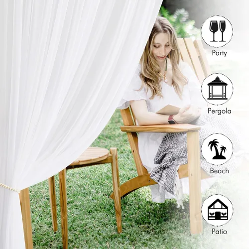 Miniatura 3 de NICETOWN 2 paneles de cortinas de mosquitera impermeables para porche, patio, cenador, pérgola, cortinas de tul transparente con bolsillo para Blanco