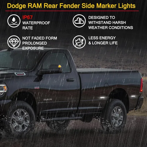 Miniatura 7 de POPMOTORZ 4 Piezas Luz LED Marcadora Lateral de Guardabarros Lámpara Marcadora Lateral Trasera de Caja Compatible con Dodge RAM 2500 3500 SLT ST