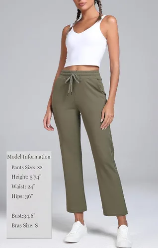Miniatura 5 de Oalka Pantalones de golf de pierna recta para mujer con bolsillos profundos