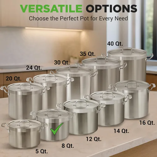 Miniatura 3 de NutriChef Olla resistente de 8 cuartos de galón con tapa de acero inoxidable – Olla de cocina compatible con inducción, ideal para sopas y guisos