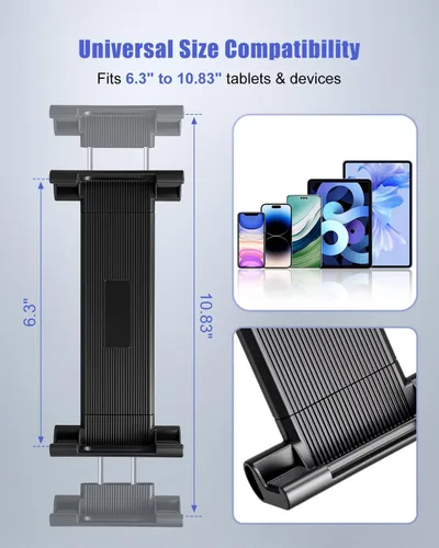Miniatura 4 de Soporte para tableta con base de taladro, soporte giratorio de 360° para tabletas iPad Samsung de 6 a 11 pulgadas, soporte universal de aluminio
