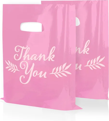 Houseables Bolsas de agradecimiento, bolsas de mercancía, con asas, plástico, para compras, venta al por menor, regalo, pequeñas empresas, boutique,