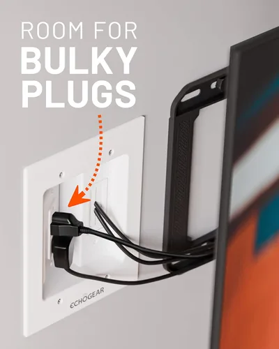 Miniatura 8 de ECHOGEAR Ocultador de cable de TV para TV montado en la pared – Kit de gestión de cables en pared con doble toma para cables de alimentación y bajo