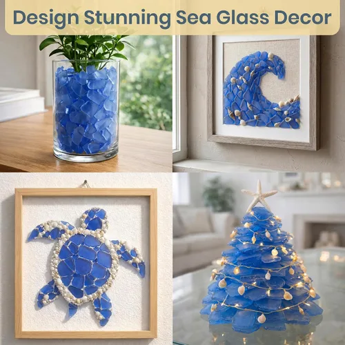 Miniatura 3 de Vidrio de mar para manualidades – Decoración de vidrio marino azul oscuro de 11 onzas, gaviota pulida, vidrio de playa para manualidades, vidrio