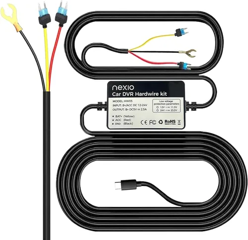 NEXIO Acc Hardwire Kit HW05 Puerto tipo C, compatible con N5Pro Dashcam, 12 pies con kit de fusibles