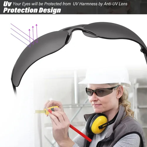 Miniatura 7 de Salfboy Juego de 30 gafas de seguridad tintadas con resistencia a arañazos ANSI Z87.1, gafas de protección ocular resistentes a arañazos para 118-30
