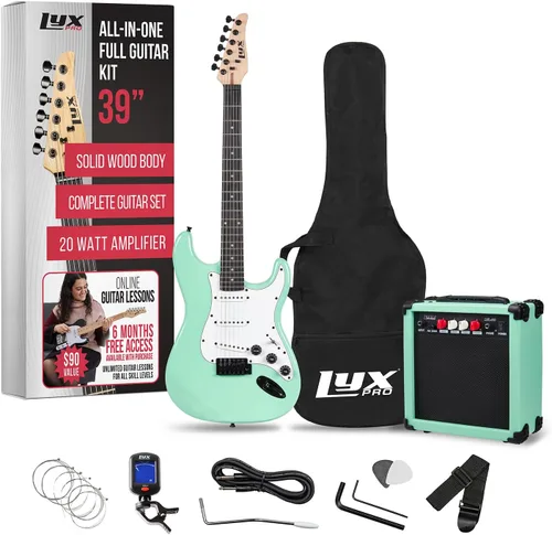 Miniatura 20 de LyxPro Kit completo de guitarra eléctrica de 39 pulgadas para principiantes, tamaño completo con amplificador de 20 W, el paquete incluye todos